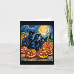 Carte Femmes Van Gogh Style Chats Noirs Halloween Citrou