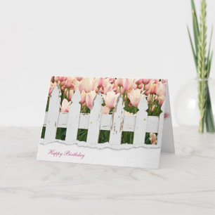 Carte fence and tulips birthday