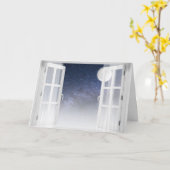 Carte fenêtre avec pleine lune et étoiles (Fleur jaune)