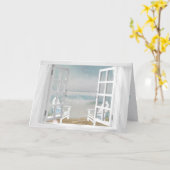 Carte fenêtre blanche avec l'anniversaire de chaises de (Fleur jaune)