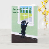 Carte Fenêtre de marionnettes Black Labrador (Fleur jaune)