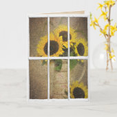 Carte fenêtre humide avec bouquet de tournesol (Fleur jaune)