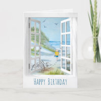 fenêtre ouverte scène de bord de mer anniversaire