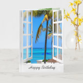 Carte Fenêtre tropicale Anniversaire (Fleur jaune)