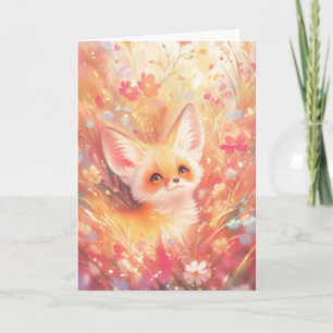 Carte Fennec Fox entouré de Sunset Blossoms