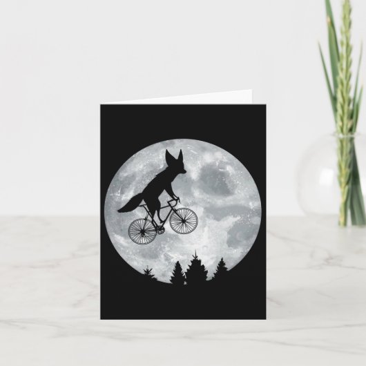 Carte Fennec Fox équitation Moon Vélo Halloween Lunaire (Devant)
