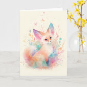 Carte Fennec Fox Parmi Les Blossoms Pastel (Fleur jaune)