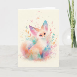 Carte Fennec Fox Parmi Les Blossoms Pastel
