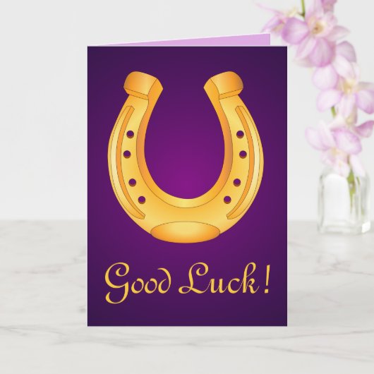 Carte Fer à cheval doré Chanceux Deep Purple (Orchidée)