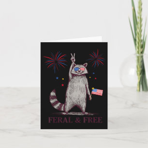Carte Feral & ; Free Funky Patriotic Racoon Feral Et