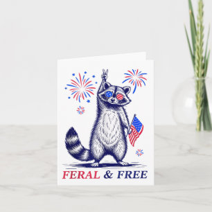 Carte Feral & ; Free Funky Patriotic Racoon Feral Et