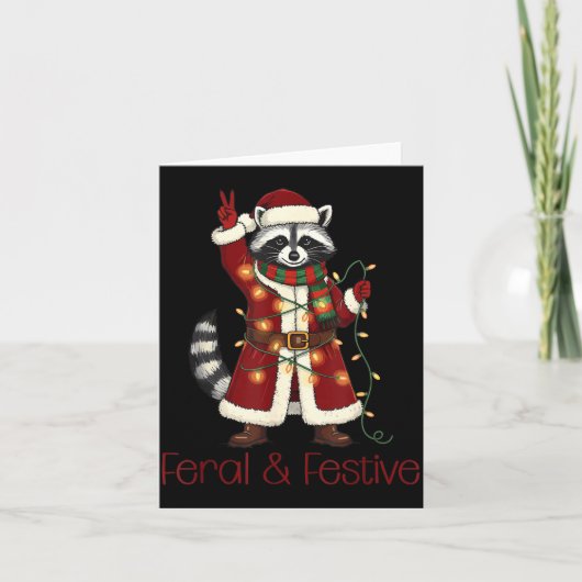 Carte Feral And Festive Raccoon Funny Christmas (Devant)
