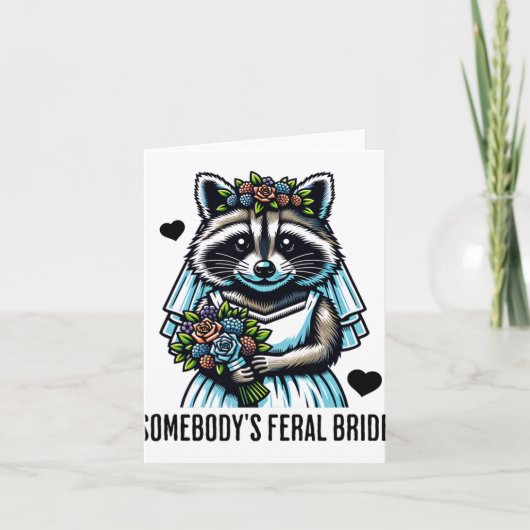 Carte Feral Bride Cute Raccoon Funny Mariage de quelqu'u (Devant)