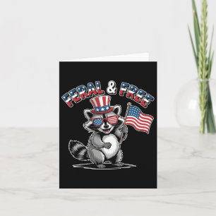 Carte Feral Et Free Funny Patriotique Raccoon Usa Drapea