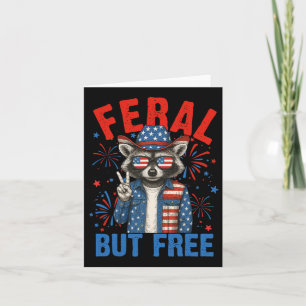 Carte Feral Funky Mais Free Usa Raccoon 4 juillet Hommes