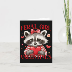 Carte Feral Girl Saint-Valentin Cœurs de Raton Laveur Am