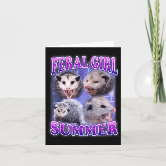 Carte Feral Girl Summer Opossum Funny meme (Devant)