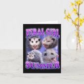 Carte Feral Girl Summer Opossum Funny meme (Fleur jaune)