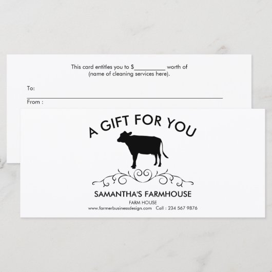Carte Ferme bovine artisanale (Devant / Derrière)