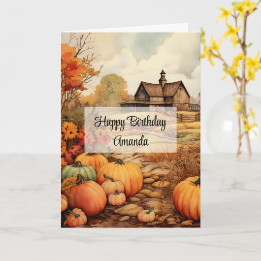 Carte Ferme citrouille Récolte automnale Automne Anniver (Fleur jaune)