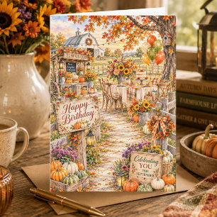 Carte Ferme de citrouilles d'automne Joyeux anniversaire