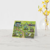 CARTE FERME DE DINDON, THÈME DE THANKSGIVING PAYSAN HUMO (Fleur jaune)