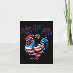 Carte Ferme de poulets Rouge Blanc Bleu Patriotique 4 O