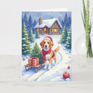 Carte Ferme de sapins de Noël de Beagle Vacances Hiver C