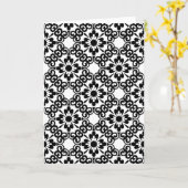 CARTE FERME MODERNE CARRELAGE NOIR ET BLANC (Fleur jaune)