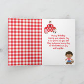 Carte Ferme Red Grange Africain Américain garçon Joyeux (Intérieur)