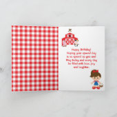 Carte Ferme Red Grange Brown Coiffeuse fille Joyeux anni (Intérieur)