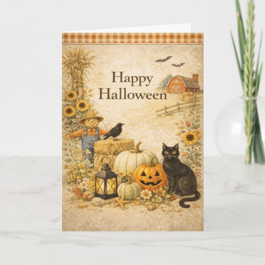 Carte Ferme Rouge Grange Halloween (Devant)