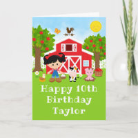 Ferme Rouge Grange Noir Cheveux Fille Joyeux Anniv