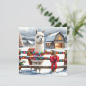 Carte Ferme vintage et Noël Cute Llama (Debout devant)