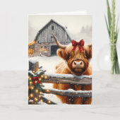 Carte Ferme vintage et Vache des Highlands (Devant)