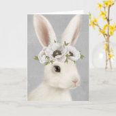 Carte ferme vintage moderne lapin blanc (Fleur jaune)