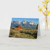 Carte Fermes | Barne ombragée par les montagnes enneigée (Fleur jaune)