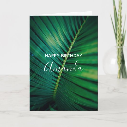 Carte Fermeture de la jambe verte Palm Frond Photo Anniv (Devant)