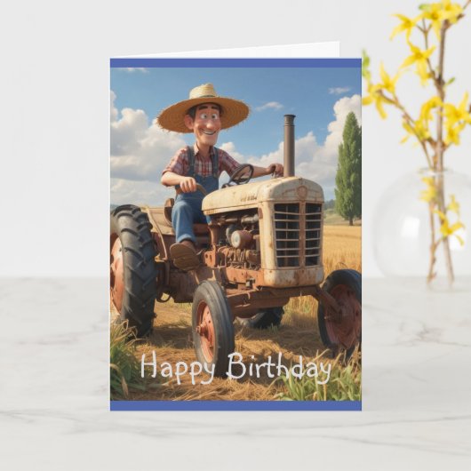 Carte Fermier sur tracteur (Fleur jaune)