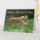 Carte féroce du jour de mère de lion de mamans (Fleur jaune)