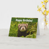 Carte Ferret Brown dans l'herbe Joyeux anniversaire (Fleur jaune)