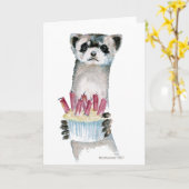 Carte Ferret d'anniversaire (Fleur jaune)