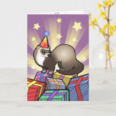 Carte Ferret d'anniversaire (Fleur jaune)