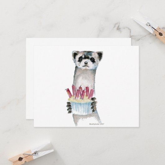 Carte Ferret d'anniversaire (Devant/Arrière en situation)