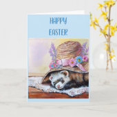 Carte Ferret Easter Folded Greeting Card (Fleur jaune)