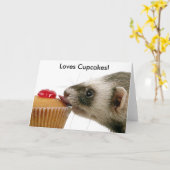 Carte Ferrets Love Cupcakes (Fleur jaune)