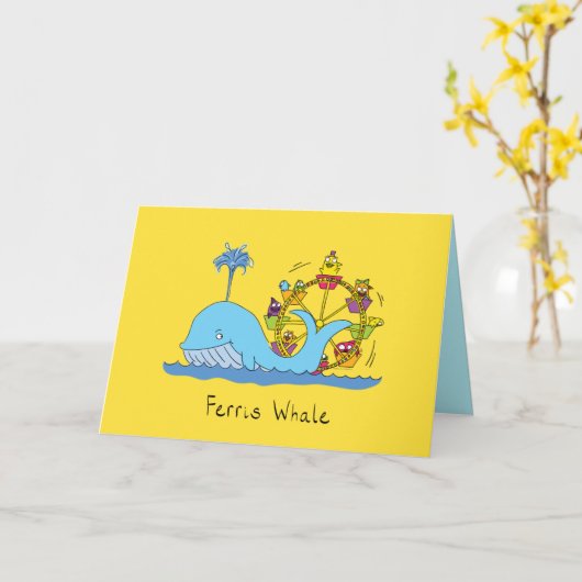 Carte Ferris Whale - Funny Ferris Wheel Greeting Card (Fleur jaune)