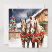 Carte Festif Chevaux Brown Noël (Devant)
