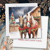 Carte Festif Chevaux Brown Noël