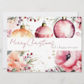 Carte Festif et élégant Noël Baubles et Fleurs (Devant)